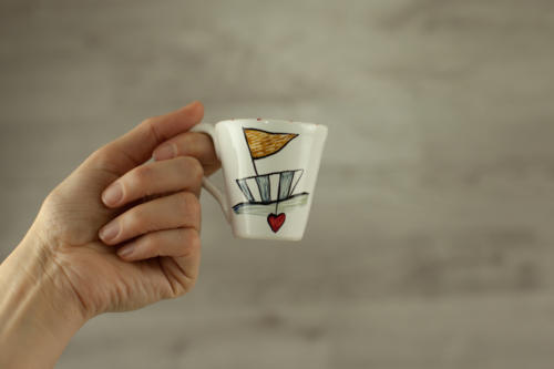 Set tazzine personalizzato doppio con frase e disegno